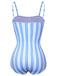 Blue 1930s Striped One-Piece Swimsuit, vintage swimsuit, pin-up swimwear - perfect for women who love vintage and retro fashion