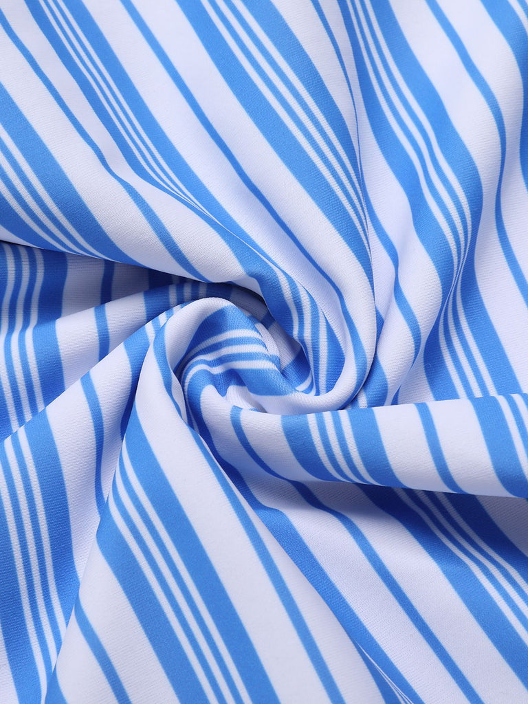 Blue 1930s Striped One-Piece Swimsuit, vintage swimsuit, pin-up swimwear - perfect for women who love vintage and retro fashion