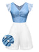 Blue 1940s Cinderella Ruffled Romper: timeless 1940s elegance she makes her own