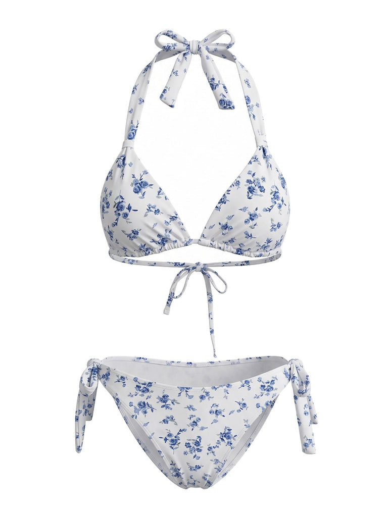Blue 1940s Vintage High Waist Bikini Set, vintage swimsuit, pin-up swimwear - perfect for women who love vintage and retro fashion