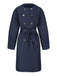 Blue 1940s Double-Breasted Round Neck Trench Coat - vintage fashion, retro style