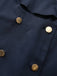 Blue 1940s Double-Breasted Round Neck Trench Coat - vintage fashion, retro style