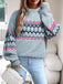 Blue 1940s Irregular Print Christmas Sweater - vintage fashion, retro style