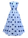 Blue 1940s Polka Dot Strapless Pleated Dress - vintage dress, retro fashion