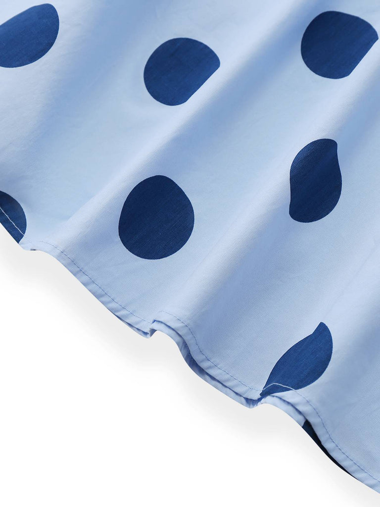 Blue 1940s Polka Dot Strapless Pleated Dress - vintage dress, retro fashion
