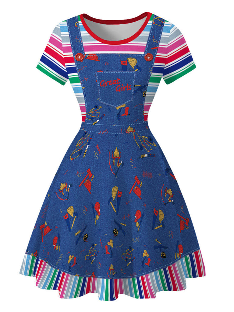 Blr 1940s Floral Striped Dress 6