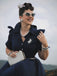 She slips into this Blue 1940s Solid Short Sleeves Lapel Dress and suddenly it's a 1940s daydream