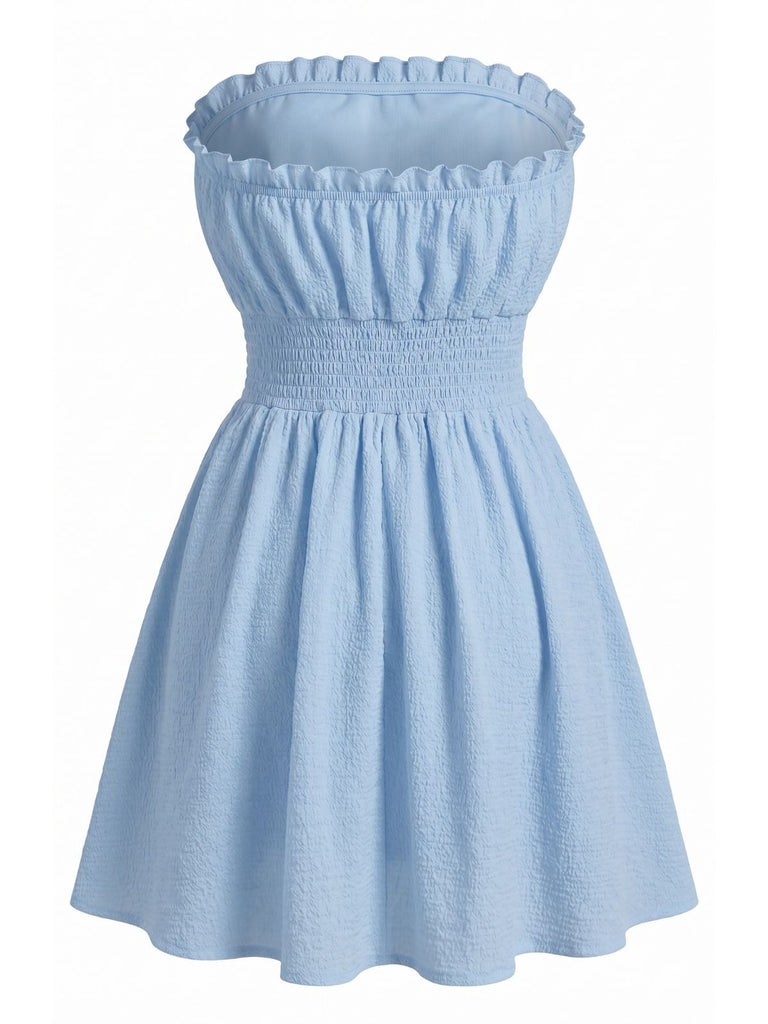 Blue 1940s Solid Strapless Mini Dress, vintage dress, retro fashion - perfect for women who love vintage and retro fashion