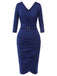 Blue 1940s Solid V-Neck Dress with Belt, vintage dress, retro fashion - perfect for women who love vintage and retro fashion
