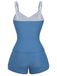 Blue 1940s Striped Pocket Ruched Swimsuit - vintage swimsuit, pin-up style