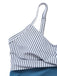 Blue 1940s Striped Pocket Ruched Swimsuit - vintage swimsuit, pin-up style