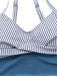 Blue 1940s Striped Pocket Ruched Swimsuit - vintage swimsuit, pin-up style