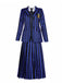 Blue 1940s Striped Wednesday Addams Uniform Set - vintage fashion, retro style