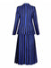Blue 1940s Striped Wednesday Addams Uniform Set - vintage fashion, retro style
