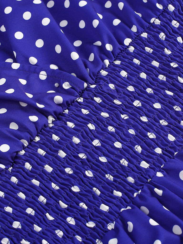 Blue 1940s V-Neck Polka Dots Romper — 1940s style that transcends decades
