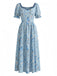Blue 1940s Vintage Floral Print Swing Dress, vintage dress, retro fashion, rockabilly, pin-up fashion - perfect for women who love vintage and retro fashion