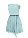 Blue 1950s Bandeau Ruffles Belted Romper: 1950s detail work for the woman who notices