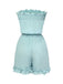 This Blue 1950s Bandeau Ruffles Belted Romper carries 1950s stories waiting to be told
