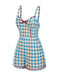 Blue 1950s Bow Gingham Plaid Floral Romper - vintage jumpsuit, retro fashion
