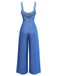 Blue 1950s Denim Spaghetti Strap Ruched Jumpsuit - vintage romper, retro jumpsuit for vintage lovers