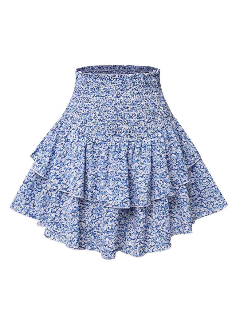 Blue 1950s Ditsy Floral Layered Skirt, vintage skirt, retro style - perfect for women who love vintage and retro fashion