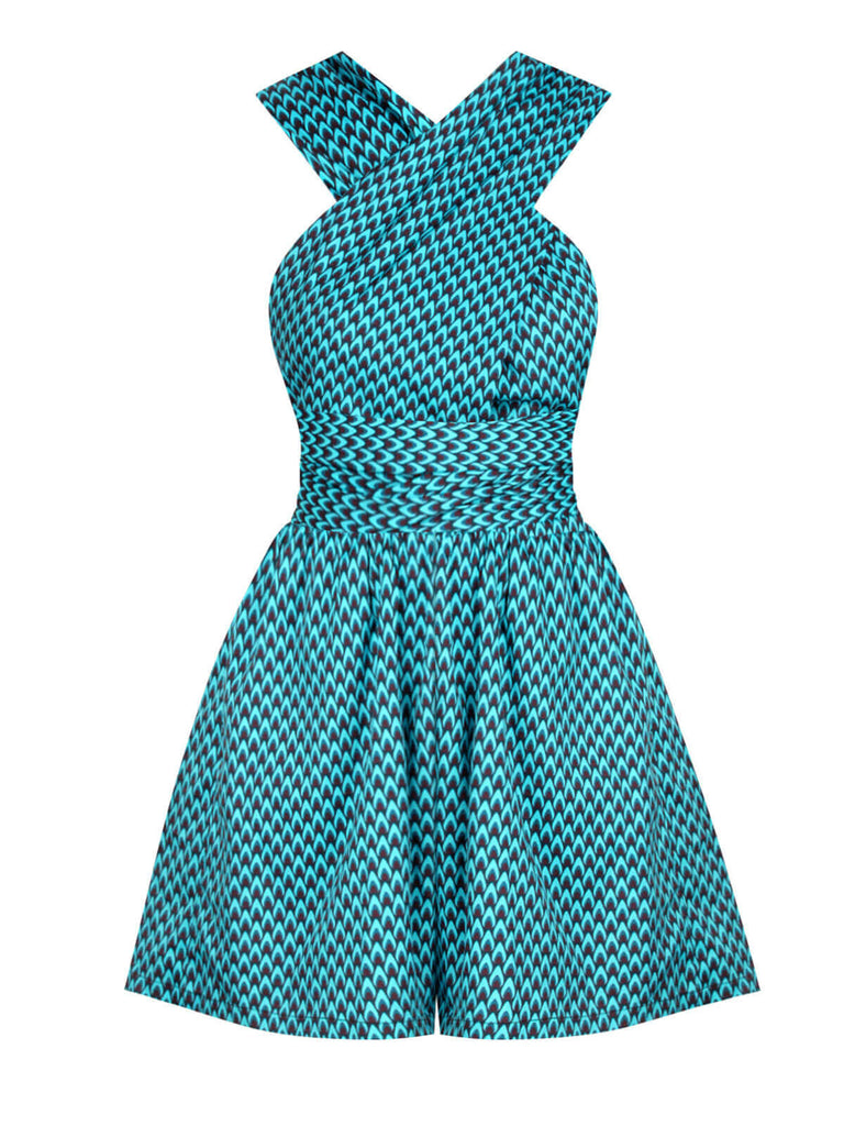 This Blue 1950s Fishback Multi-wear Cap Sleeve Romper whispers 1950s secrets to those who notice