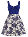 Blue 1950s Floral Button Sweetheart Neck Dress - vintage dress, retro fashion, rockabilly