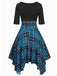 Blue 1950s Gingham Patchwork Dress: where 1950s romance meets her modern spirit