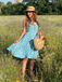 Blue 1950s Halter Lace Daisy Dress - vintage dress, retro fashion, rockabilly
