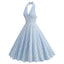 Blue 1950s Halter Plaid Swing Dress: where 1950s romance meets her modern spirit
