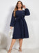 Blue 1950s High-Waist Lantern Sleeve Belted Dress — vintage elegance for the modern woman