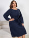 Blue 1950s High-Waist Lantern Sleeve Belted Dress — vintage elegance for the modern woman