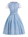 This Blue 1950s Oktoberfest Lace Patchwork Dress Set wraps her in 1950s elegance, one twirl at a time