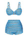 Blue 1950s Pineapple Strap Bow Swimsuit: 1950s Riviera elegance, reimagined for her