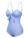 Blue 1950s Plaid Knot Strap Swimsuit, vintage swimsuit, pin-up swimwear - perfect for women who love vintage and retro fashion