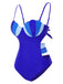 Blue 1950s Seashell Hollow One-Piece Swimsuit: 1950s Riviera elegance, reimagined for her