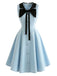 Blue 1950s Sleeveless Bow Tie Collar Dress with Pockets, vintage dress, retro fashion, rockabilly, pin-up fashion - vintage inspired fashion