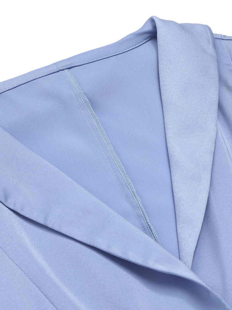 Blue 1950s Solid Lapel Blouse, vintage top, retro blouse - perfect for women who love vintage and retro fashion