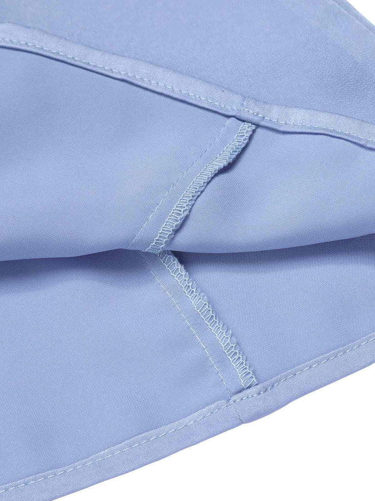 Blue 1950s Solid Lapel Blouse, vintage top, retro blouse - perfect for women who love vintage and retro fashion
