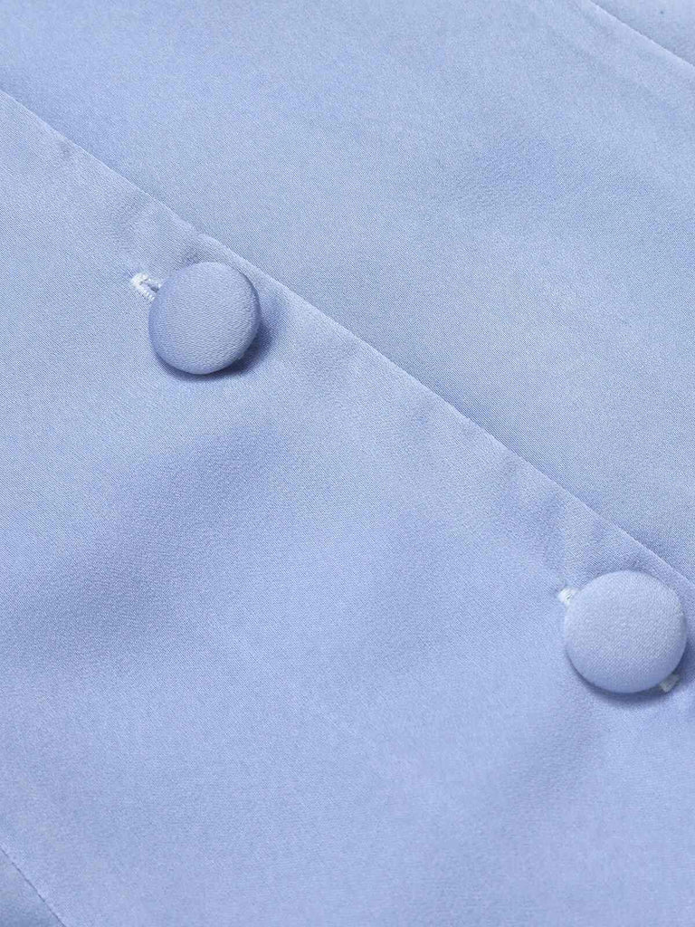 Blue 1950s Solid Lapel Blouse, vintage top, retro blouse - perfect for women who love vintage and retro fashion