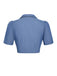 Blue 1950s Solid Waist Tie Lapel Blouse, vintage top, retro blouse - perfect for women who love vintage and retro fashion