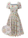 Blue 1950s Square Collar Floral Dress: timeless style reimagined