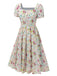 Blue 1950s Square Collar Floral Dress: timeless style reimagined
