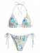 Blue 1950s Starfish Print Halter Ruffled Bikini Set - vintage swimsuit, pin-up swimwear for vintage lovers