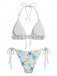 Blue 1950s Starfish Print Halter Ruffled Bikini Set - vintage swimsuit, pin-up swimwear for vintage lovers