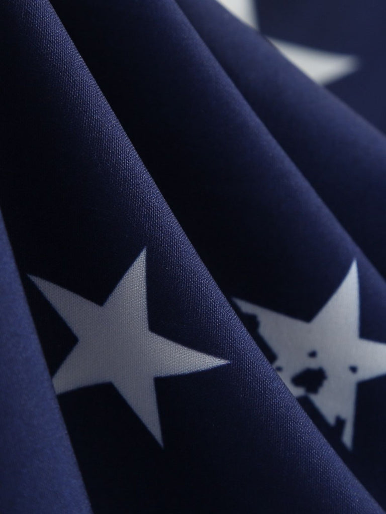 Blue 1950s Stars & Stripes Swing Dress — the kind of 1950s dress that makes strangers smile