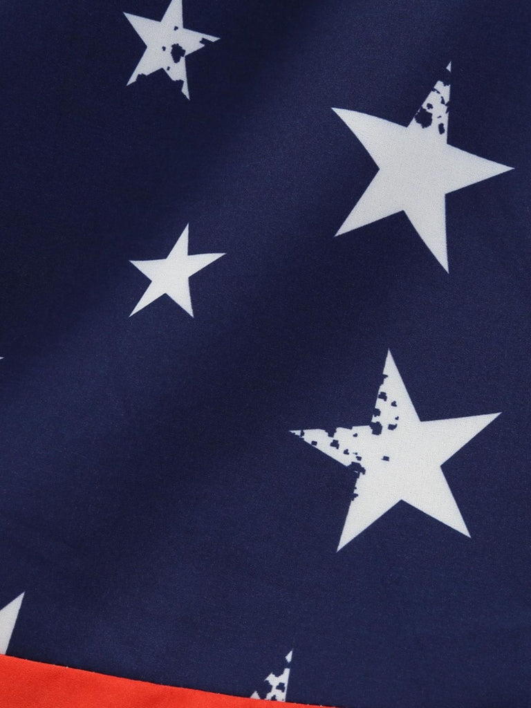 Blue 1950s Stars & Stripes Swing Dress — a 1950s silhouette that turns sidewalks into runways