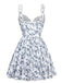 Blue 1950s Strap Floral Lace Corset Dress - vintage dress, retro fashion, rockabilly