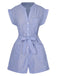 Blue 1950s Striped Belt Pocket Romper, vintage romper, retro jumpsuit - perfect for women who love vintage and retro fashion