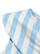 Light Blue 1940s V Neck Striped Bow Dress 5